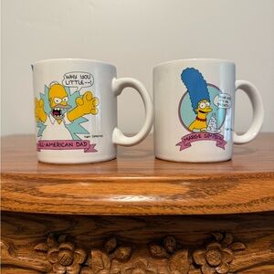Simpsons All-American Dad and Marge Mug Set - White